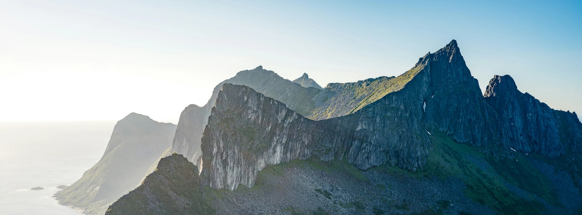 Mountain ridge above the sea at sunrise, Northern Norway