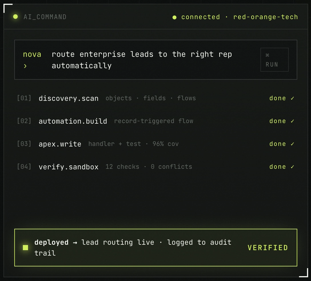 NOVA for Salesforce — lead routing screen