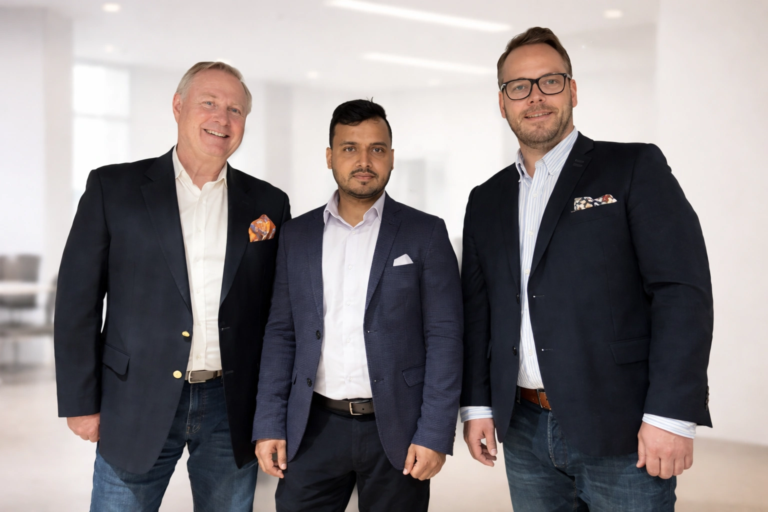 Geir Aasen, Amit Sharma and Henning Børve Figenschou at the Red Orange Technologies office in Norway